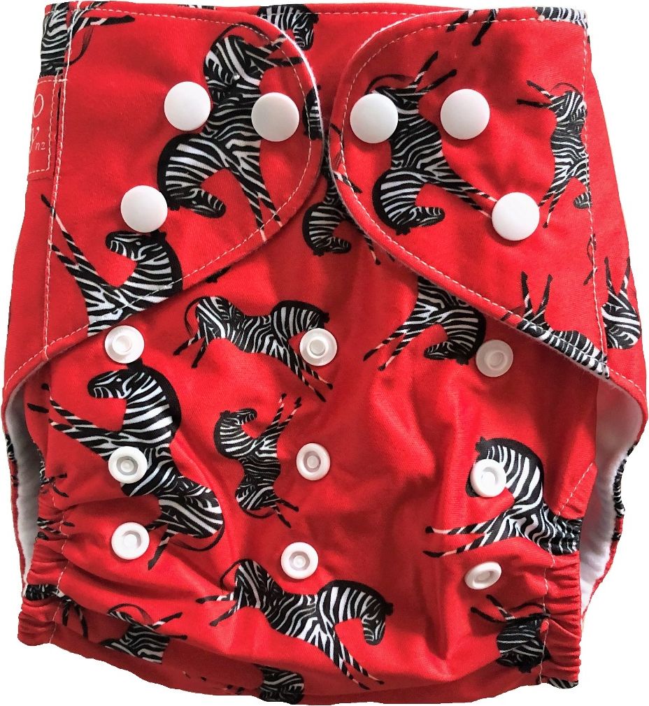 ECObabynz Svrchní kalhotky dětské látkové plenky Červená zebry plena - obrázek 1
