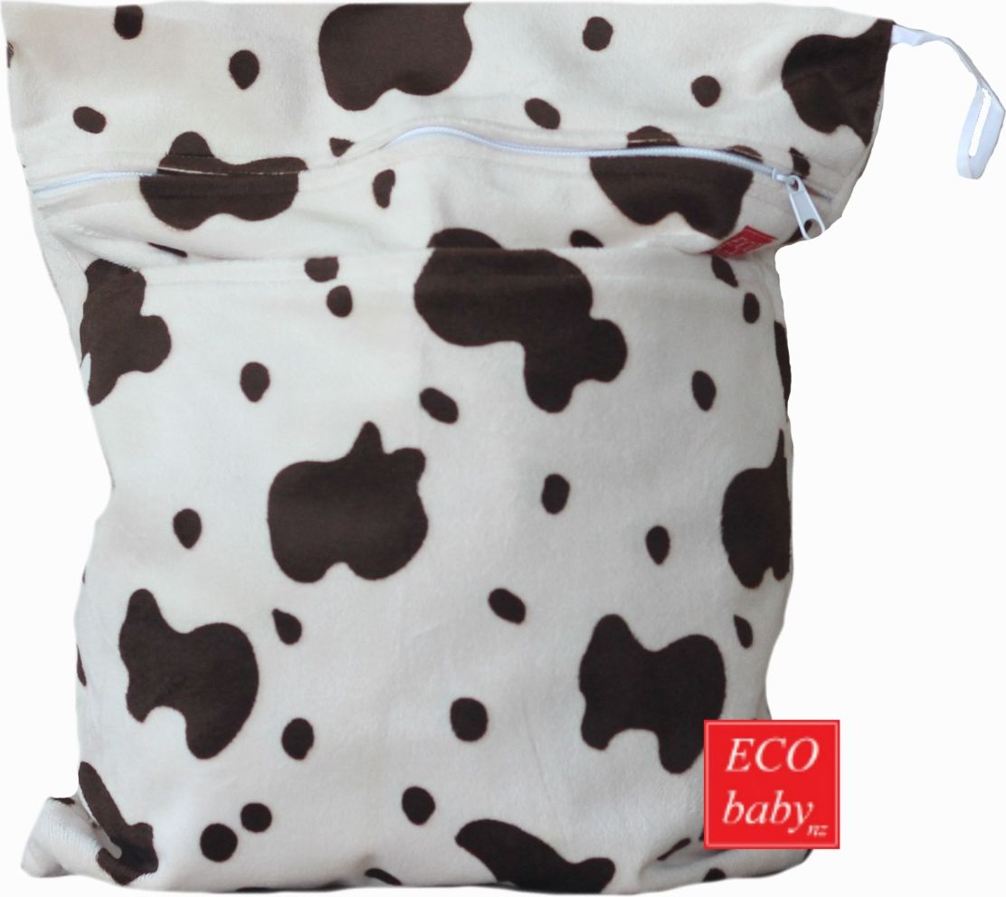 ECObabynz Taška na novorozenecké plenky nepromokavý pytel  - Hnědá kravička, MINKY - obrázek 1