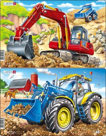 Puzzle traktor-nakladač-bagr 11 dílků - obrázek 1