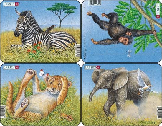 Puzzle Divoká zvířátka - 4ks 9 dílků - obrázek 1