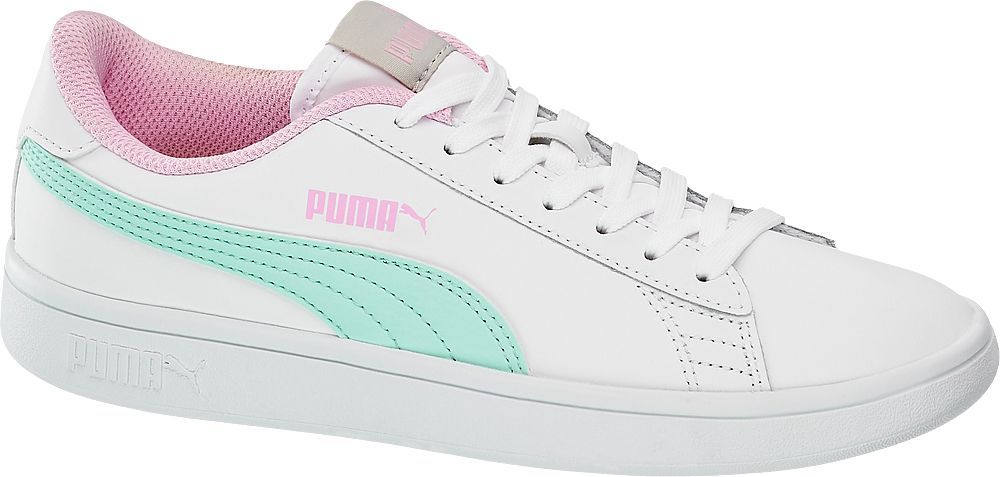 Deichmann - Puma Bílé kožené tenisky Puma Smash L Jr 35.5 bílá - obrázek 1