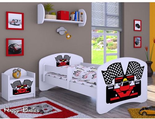 Dětská postel Happy Babies se zábranou Bílá Formule 140x70 - obrázek 1