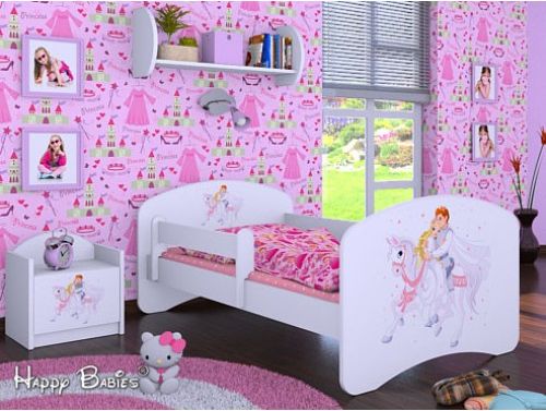 Dětská postel Happy Babies se zábranou Bílá Princ 140x70 - obrázek 1
