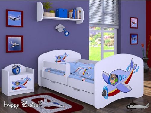 Dětská postel Happy Babies Bílá se zábranou Pilot 140x70 - obrázek 1