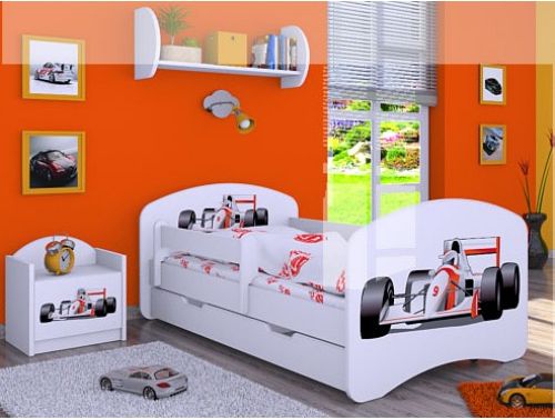 Dětská postel Happy Babies Bílá se zábranou Formule 140x70 - obrázek 1