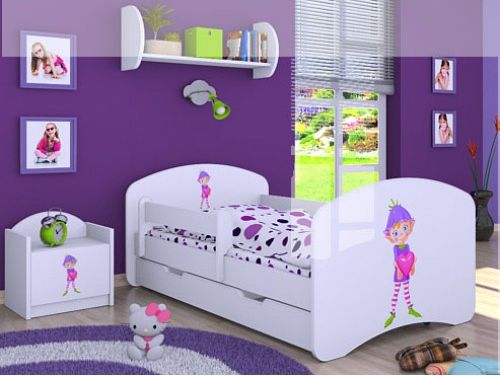 Dětská postel Happy Babies Bílá se zábranou Skřítek 140x70 - obrázek 1
