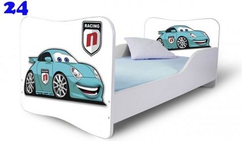 Dětská postel Adam Bílá zavodní auto modré 140x70 - obrázek 1