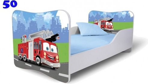 Dětská postel Adam Bíliá hasič 140x70 - obrázek 1