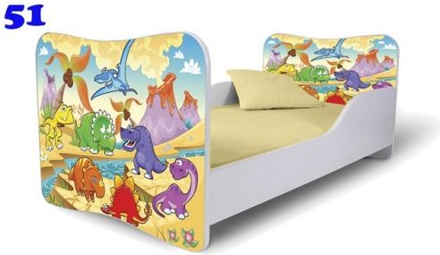 Dětská postel Adam Bílá dinosauři 140x70 - obrázek 1