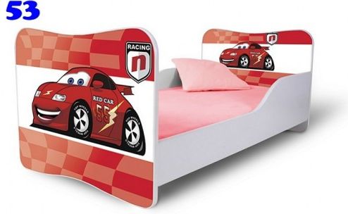 Dětská postel Adam Bílá závodní auto červená 140x70 - obrázek 1