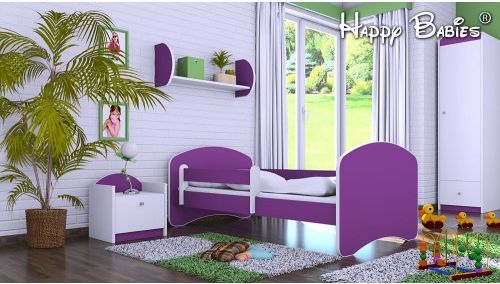 Dětská postel Happy Babies se zábranou Fialová tmavě 140x70 - obrázek 1