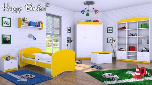 Dětská postel Happy Babies se zábranou Žlutá 140x70 - obrázek 1