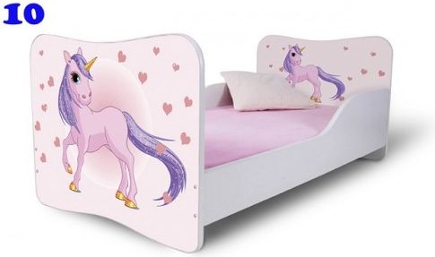 Dětská postel Adam Bílá Jednorožec růžový 140x70 - obrázek 1