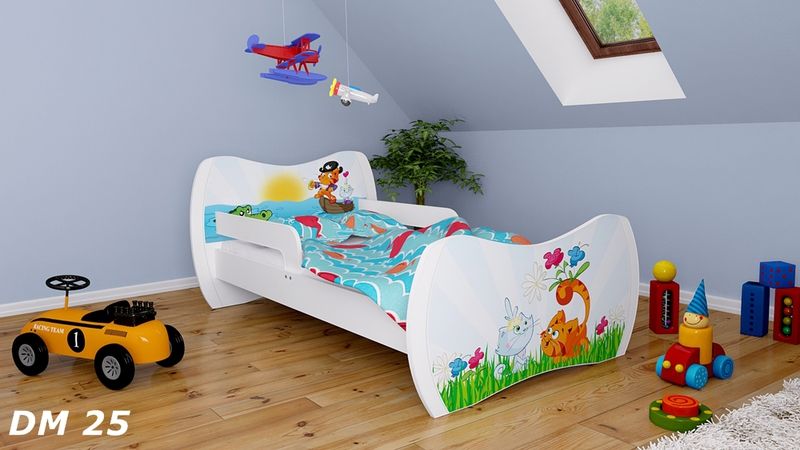 Dětská postel Dream Bílá vzor 25 140x70 - obrázek 1