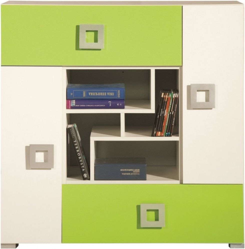 Regál Meblar Labyrint LA7 - krémová / limetka 100x102x44 - obrázek 1