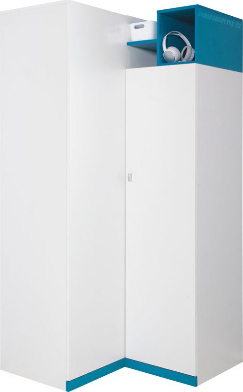 Skříň Meblar Mobi MO1 - bílá / tyrkysová 90x195x90 - obrázek 1