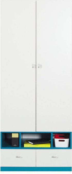 Skříň Meblar Mobi MO2 - bílá / tyrkysová 80x195x50 - obrázek 1