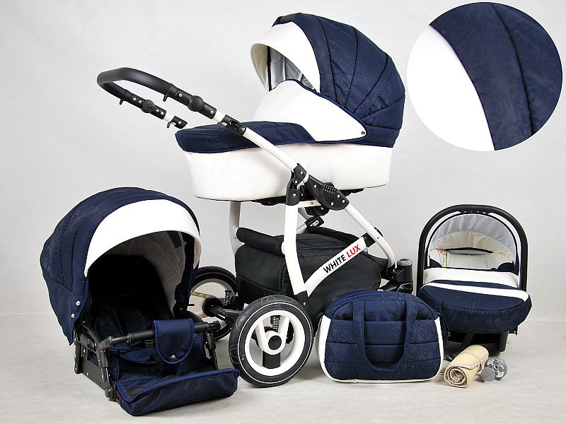 Kočárek Raf-pol White Lux Navy Blue 2016 - obrázek 1