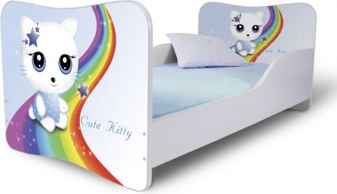 Dětská postel Adam Bílá Kočička s duhou 160x80 - obrázek 1