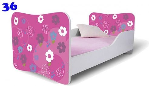 Dětská postel Adam Bílá květiny růžová 180x80 - obrázek 1
