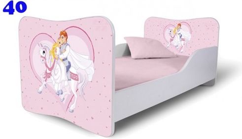 Dětská postel Adam Bílá princ s princeznou růžová 160x80 - obrázek 1