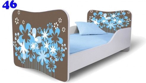 Dětská postel Adam Bílá květiny béžová 180x80 - obrázek 1