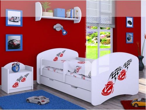 Dětská postel Happy Babies se zábranou Závodní auta II 160x80 - obrázek 1