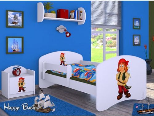 Dětská postel Happy Babies Bílá se zábranou Pirát 180x90 - obrázek 1