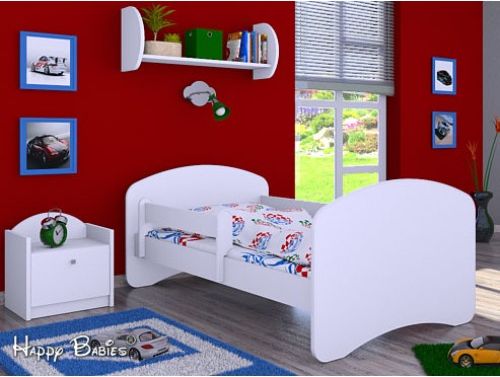 Dětská postel Happy Babies se zábranou Bílá pro kluka 180x90 - obrázek 1
