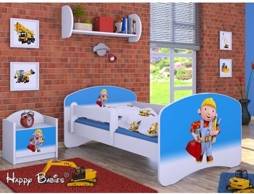 Dětská postel Happy Babies Bílá se zábranou Bořek 180x90 - obrázek 1