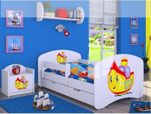 Dětská postel Happy Babies Bílá se zábranou Lodička 160x80 - obrázek 1