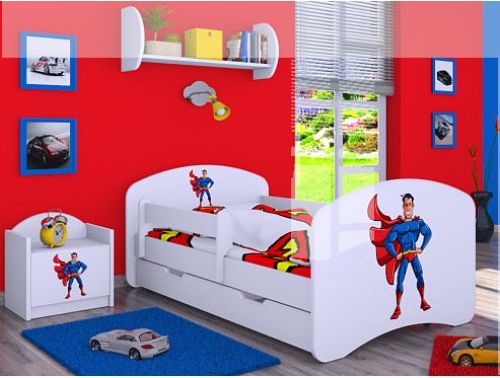 Dětská postel Happy Babies Bílá se zábranou Superhrdina 160x80 - obrázek 1