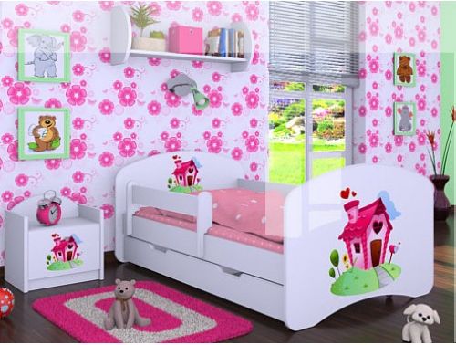 Dětská postel Happy Babies Bílá se zábranou Začarovaný domek 180x90 - obrázek 1