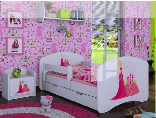 Dětská postel Happy Babies Bílá se zábranou Princezna 160x80 - obrázek 1