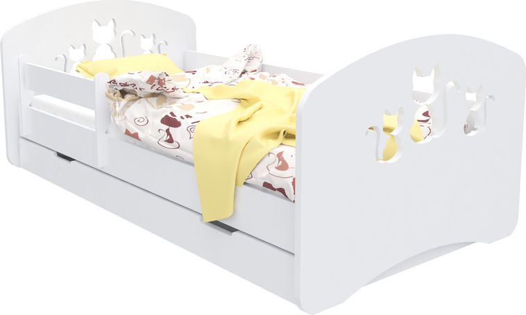 Dětská postel Design Kočky s úložným prostorem 140x70 - obrázek 1