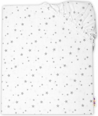 Baby Nellys Dětské bavlněné prostěradlo do postýlky - Mini hvězdičky šedé, Rozměry 120x60 - obrázek 1