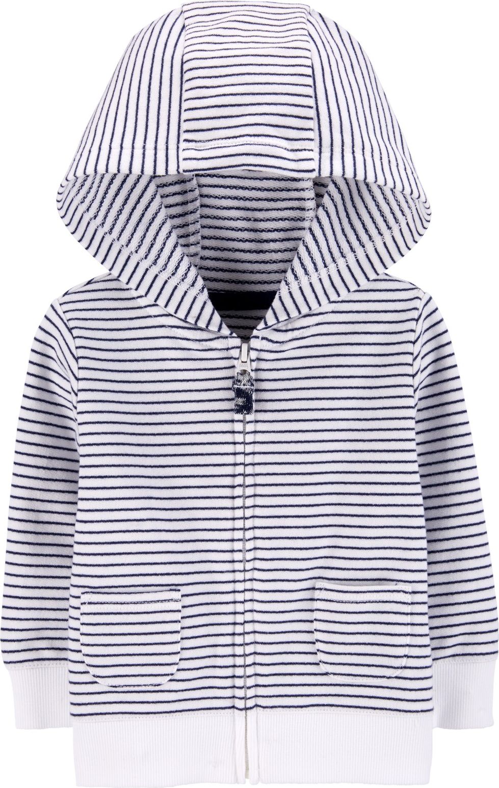 CARTER'S Mikina na zip s kapucí Strips White chlapec 9 m/vel. 74 - obrázek 1