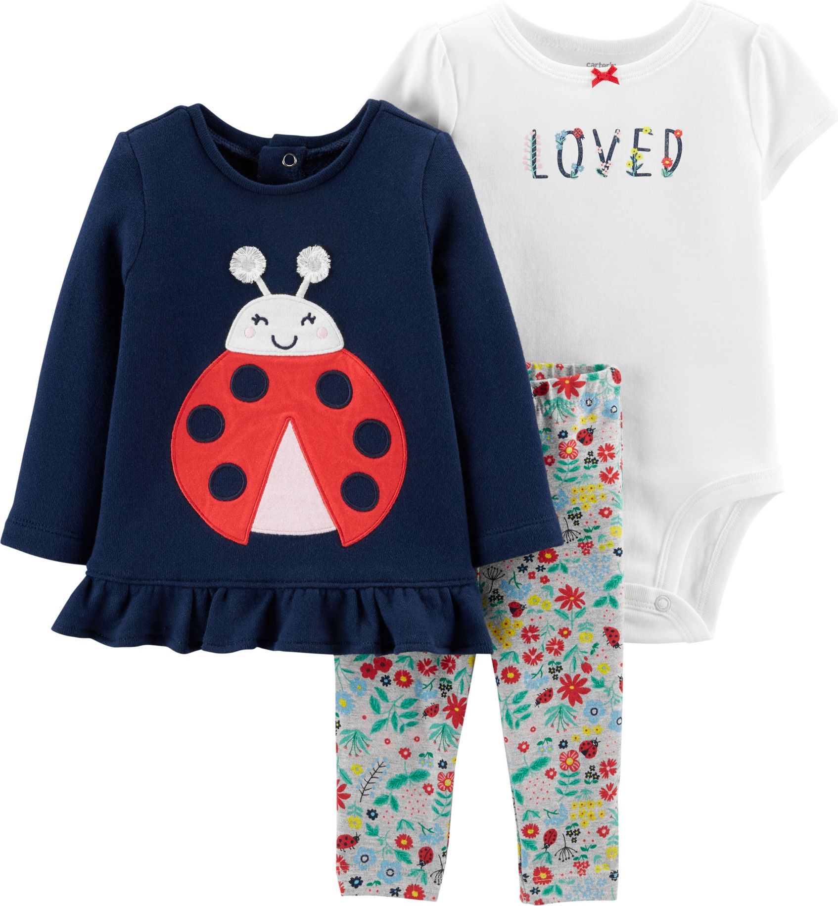 CARTER'S Set 3-dílný body, tričko, legíny Ladybug dívka 9 m/vel. 74 - obrázek 1
