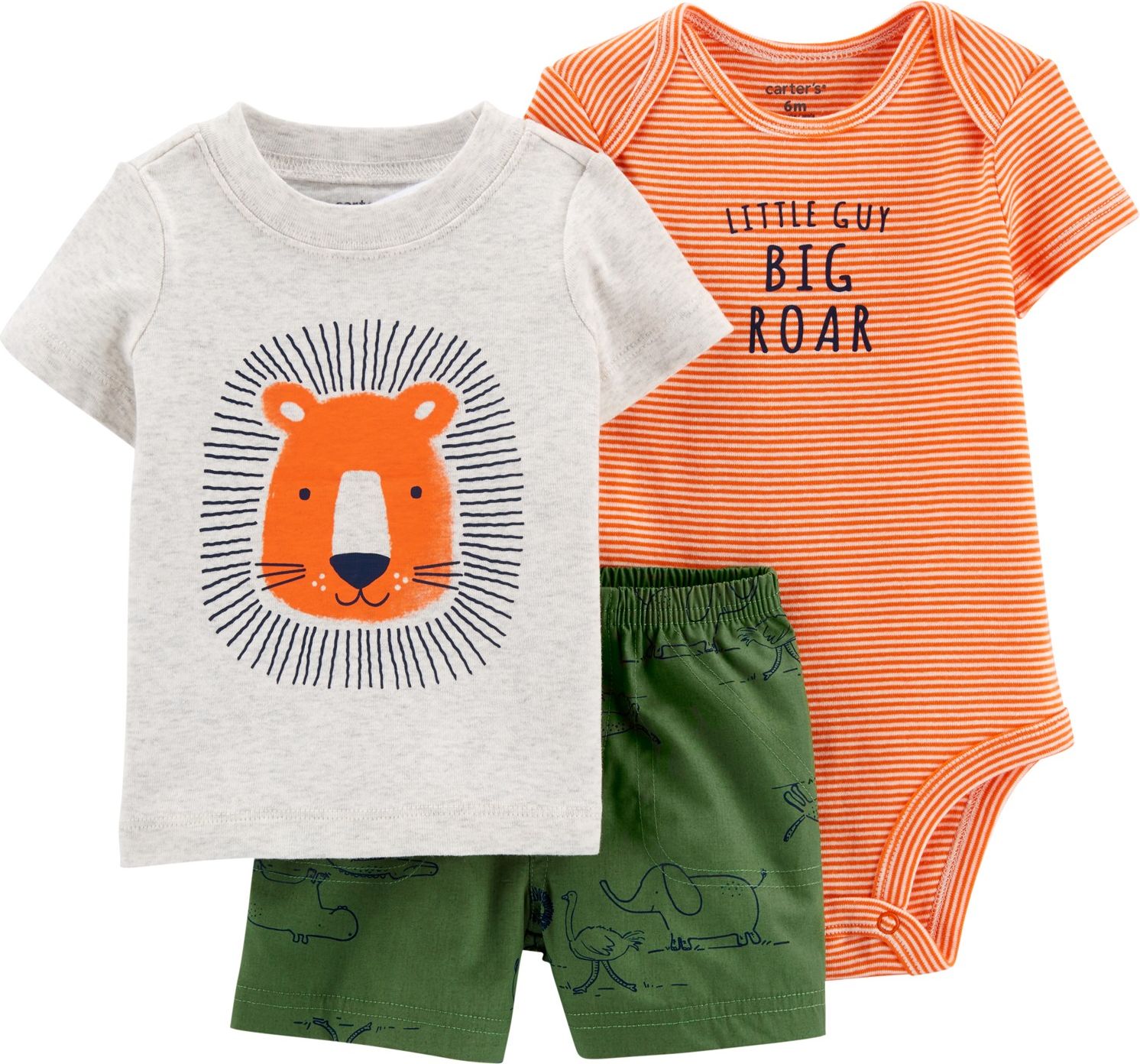 CARTER'S Set 3-dílný body kr.rukáv, tričko kr.rukáv, kalhoty krátké Lion chlapec 3 m/vel. 62 - obrázek 1