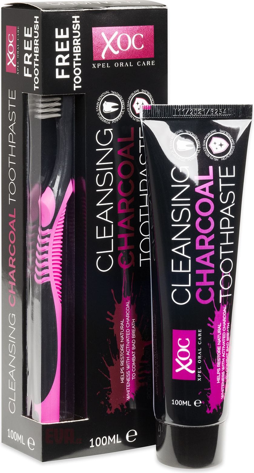 Charcoal bělící zubní pasta s aktivní uhlím + zubní kartáček 100 ml - obrázek 1