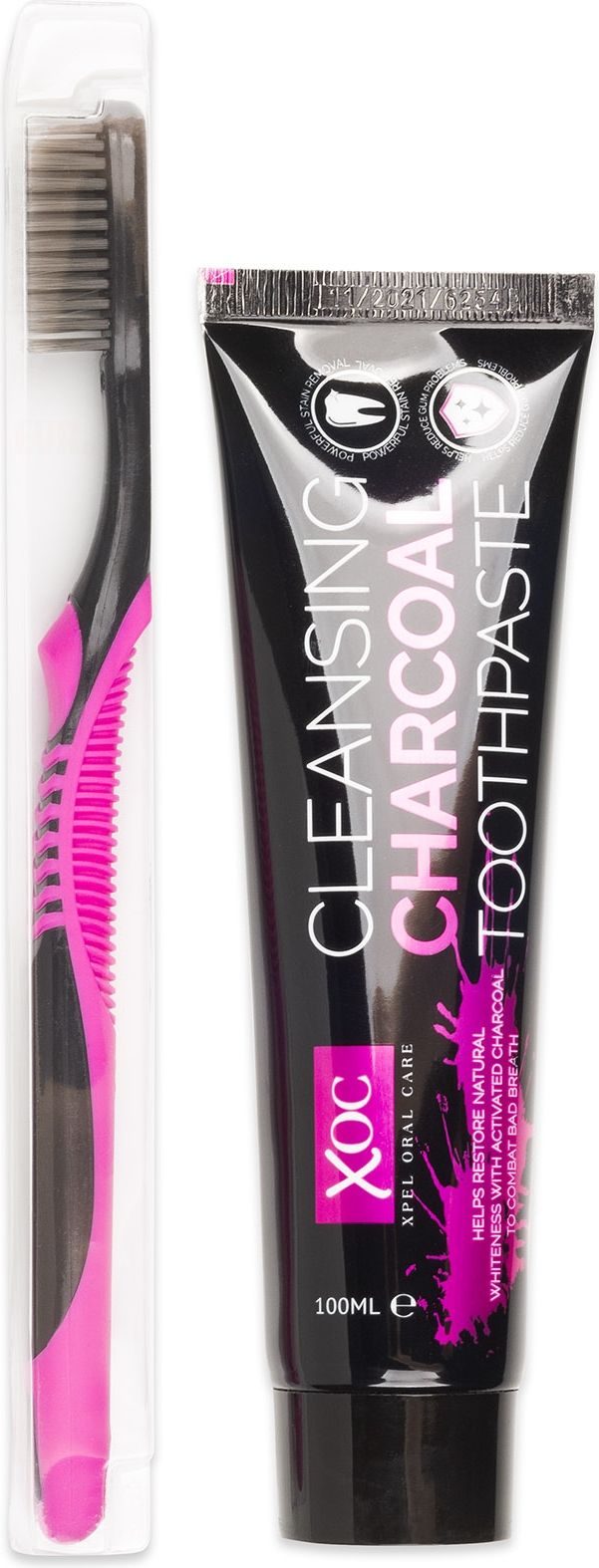 Charcoal bělící zubní pasta s aktivní uhlím + zubní kartáček 100 ml - obrázek 2