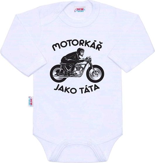 NEW BABY | S potiskem | Body s potiskem New Baby Motorkář jako táta | Bílá | 62 (3-6m) - obrázek 1