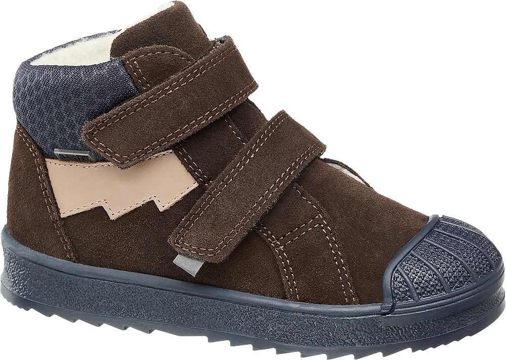 Deichmann - Bartek Hnědá kožená dětská kotníková obuv na suchý zip Bartek 22 hnědá - obrázek 1