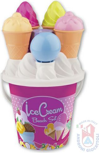ANDRONI Výroba zmrzliny a cupcake set kyblík s formičkami na písek růžová - obrázek 1