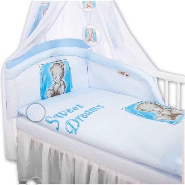Baby Nellys Baby Nellys Mantinel s povlečením Sweet Dreams by Teddy - modrý - obrázek 1