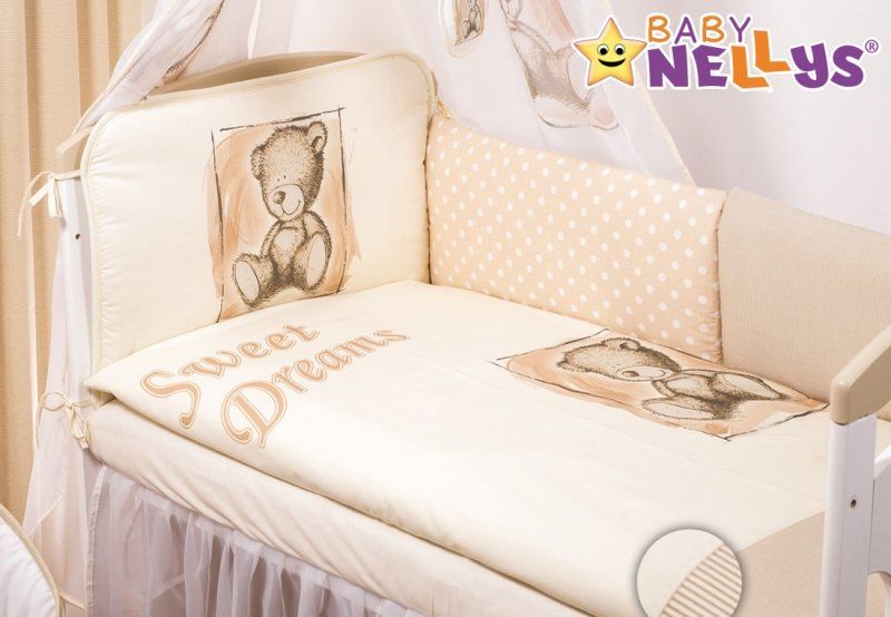 Baby Nellys Baby Nellys Mantinel 360cm s povlečením Sweet Dreams by Teddy - pískový - obrázek 1