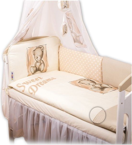 Baby Nellys Baby Nellys Mantinel 360cm s povlečením Sweet Dreams by Teddy - pískový - obrázek 5
