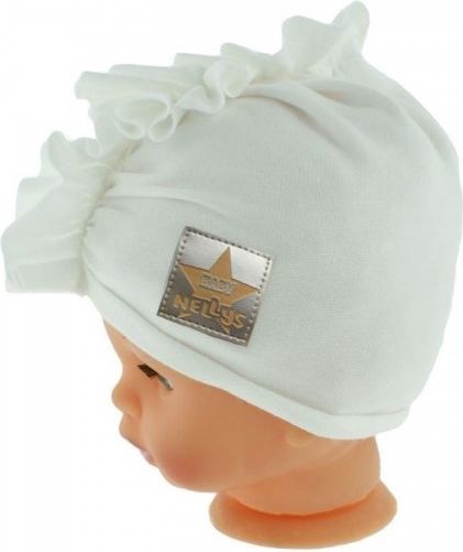 Baby Nellys Jarní/podzimní bavlněná čepice - turban, bílá - 44/48 čepičky obvod - obrázek 12