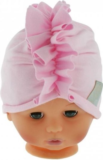 Baby Nellys Jarní/podzimní bavlněná čepice - turban, sv. růžová - 44/48 čepičky obvod - obrázek 11