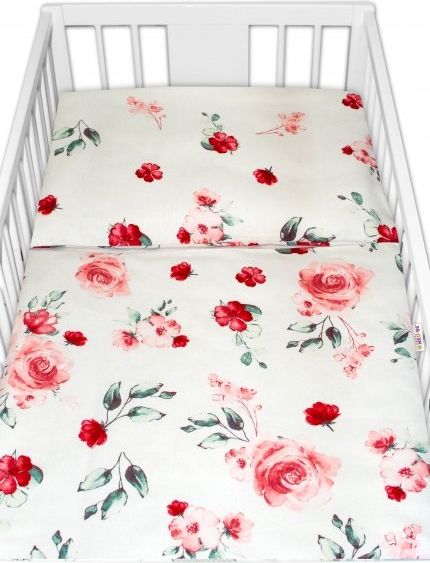 Baby Nellys Flanelové povlečení Evelína - Květinky růžové - 120x90 - obrázek 3